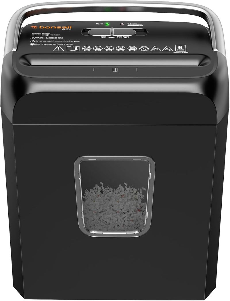 bonsaii Paper Shredder, 3.4 Gals Wastebasket, 5-6 Sheet Crosscut Shredder for Home Use - Image 1